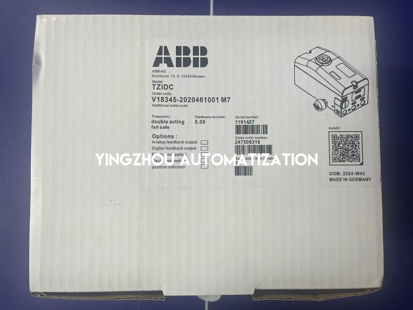 ABB V18345-2020461001 M7 TZIDC Digital Positioner | 4-20mA, HART, SIL2, Double Acting-YingZhou Automatization
