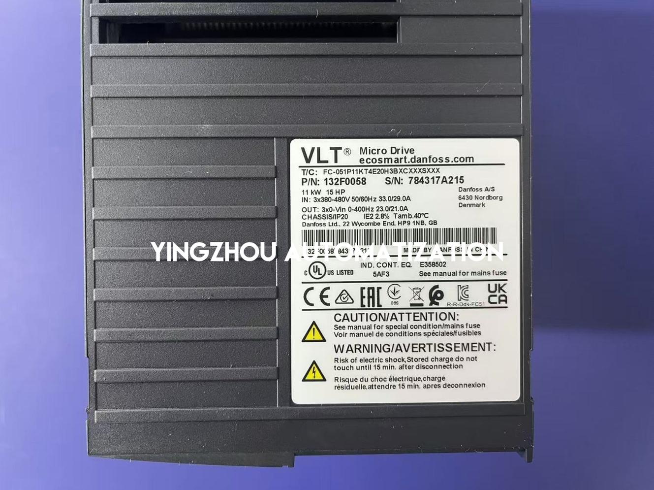 Danfoss 132F0058 Frequency Inverter VLT® Micro Drive FC-051P11KT4E20H3BXCXXXSXXX 11KW/15HP 3PH 380-480VAC IP20 VFD-YingZhou Automatization