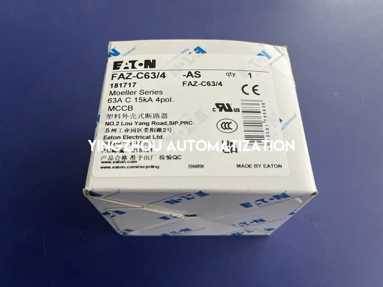 Eaton Moeller FAZ-C63/4 Miniature Circuit Breaker | 63A, 4-Pole, C-Curve, Industrial Overcurrent Protection, Brand New Original-YingZhou Automatization