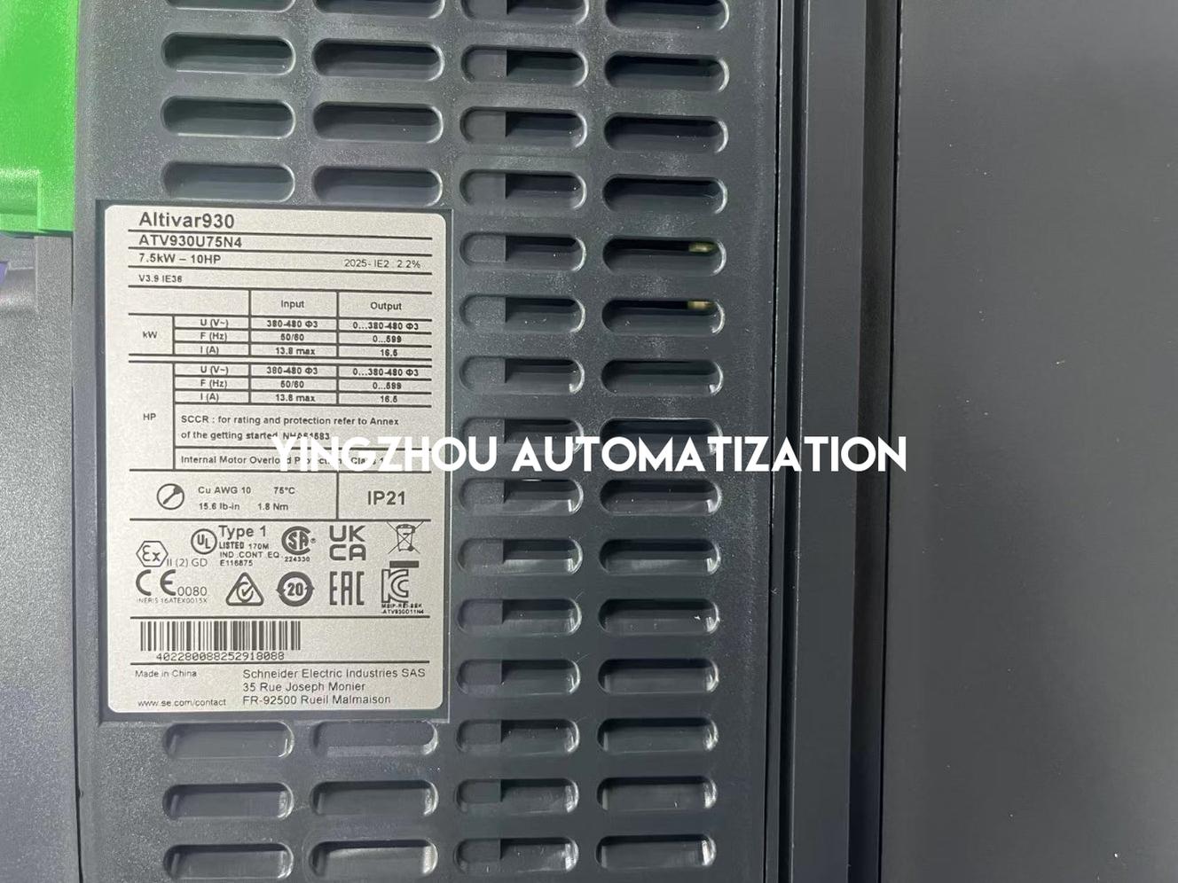 Schneider Variable Speed Drive Altivar Process ATV900 Series Frequency Inverter ATV930U75N4 7.5KW 400/480V 3PH IP21 with Braking Unit VFD-YingZhou Automatization