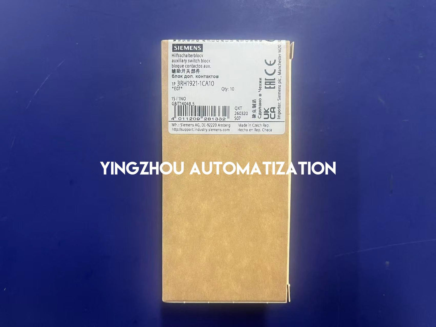 Siemens 3RH1921-1CA10 | SIRIUS Auxiliary Switch Block | 1NO Front Mount | Screw Terminal Contactor Block | Brand New Original-YingZhou Automatization