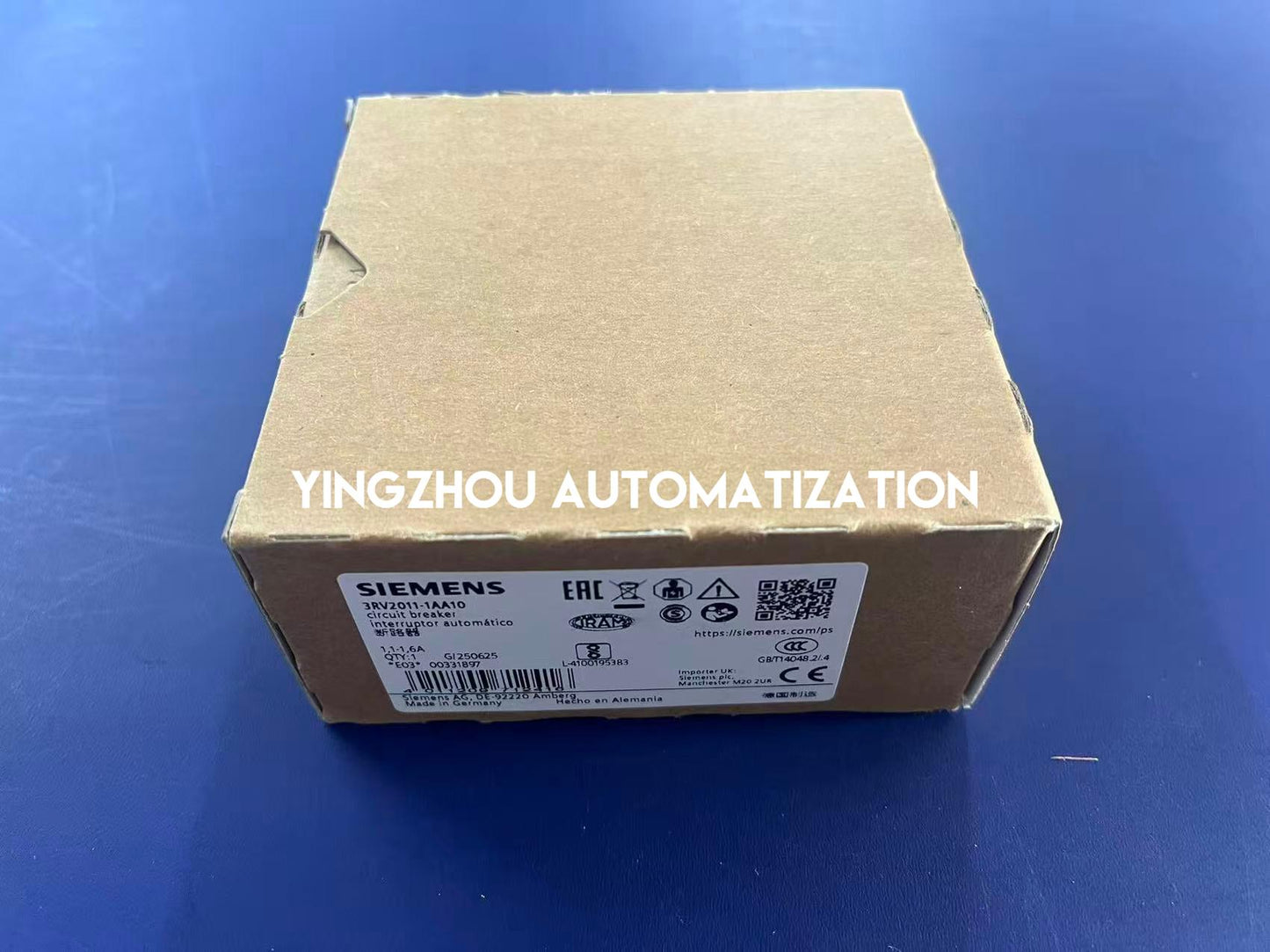 Siemens 3RV2011-1AA10 SIRIUS Motor Starter Protector | 1.1A - 1.6A | Size S00 | Class 10-YingZhou Automatization