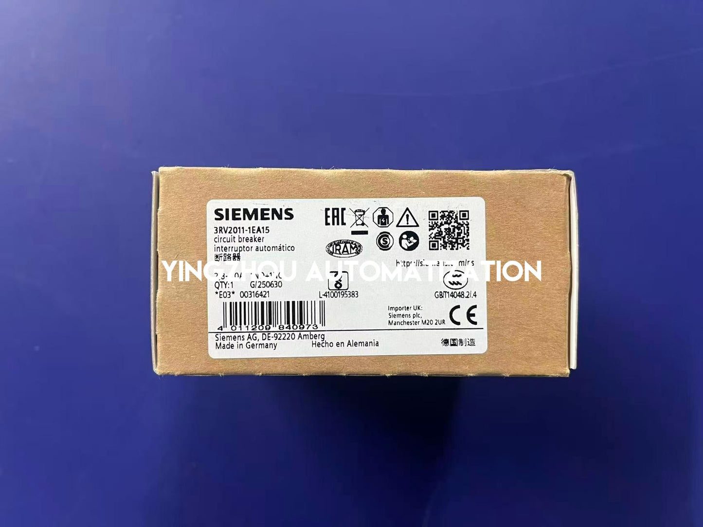 Siemens 3RV2011-1EA15 SIRIUS Motor Starter Circuit Breaker | 3.5 - 5A | Size S00 | Spring-Type Terminal | Brand New Original-YingZhou Automatization
