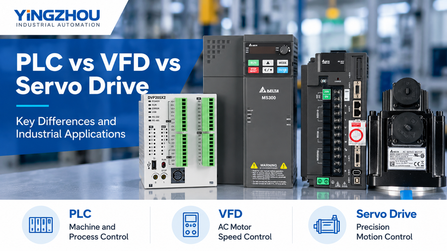 PLC vs VFD vs Servo Drive: Key Differences and Industrial Applications