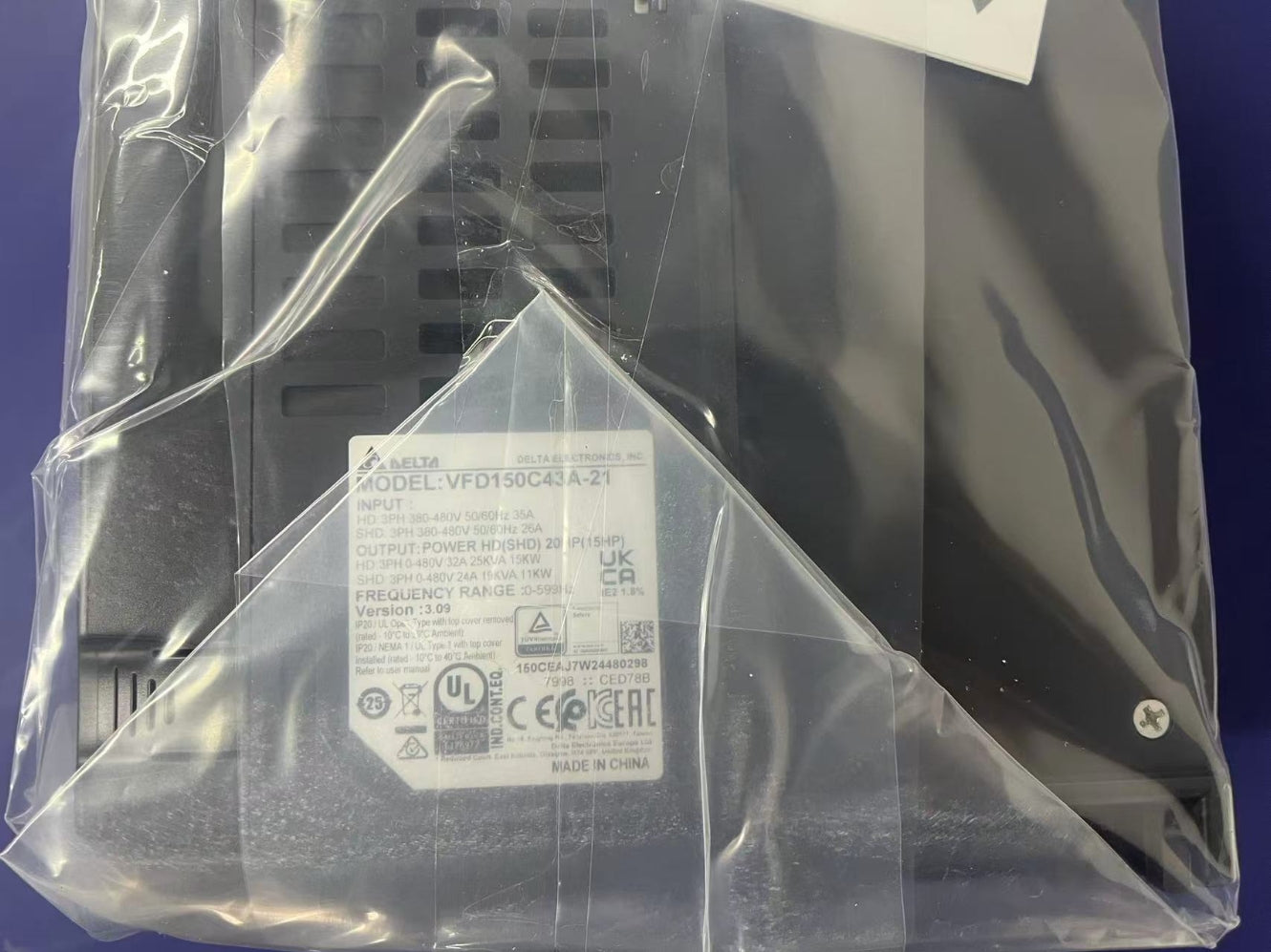 Delta VFD C2000+ Series Frequency Inverter VFD150C43A-21 15KW 20HP 460VAC 35A 3Phase