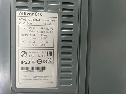 Schneider ATV610D18N4 | Altivar 610 VFD Inverter | 18.5kW 25HP | 38.5A Output | Three-Phase 380V-460V | Built-in EMC Filter | Brand New Original