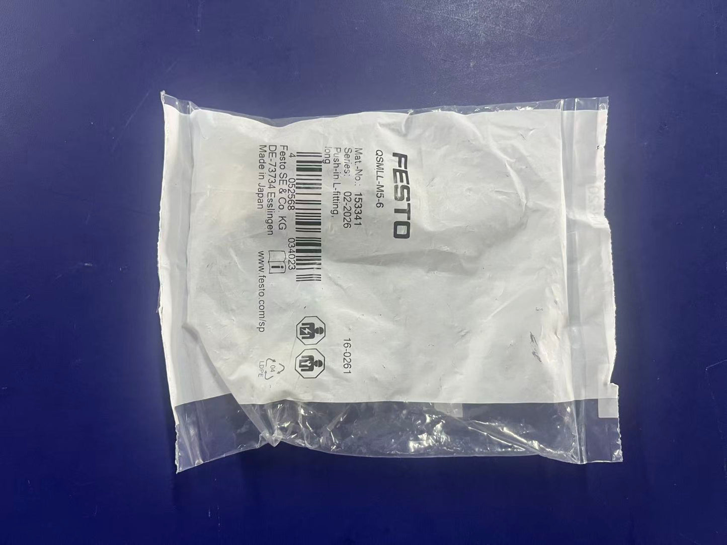 FESTO QSMLL-M5-6 Fitting | 153341 L-Swivel Push-In Fitting M5 Thread to 6mm Tubing | Brand New Original