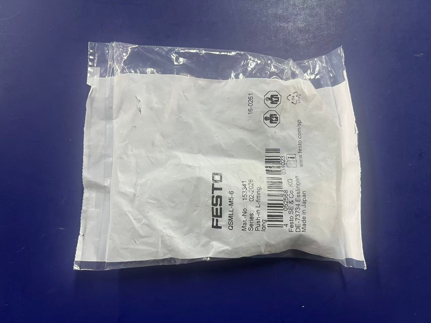 FESTO QSMLL-M5-6 Fitting | 153341 L-Swivel Push-In Fitting M5 Thread to 6mm Tubing | Brand New Original