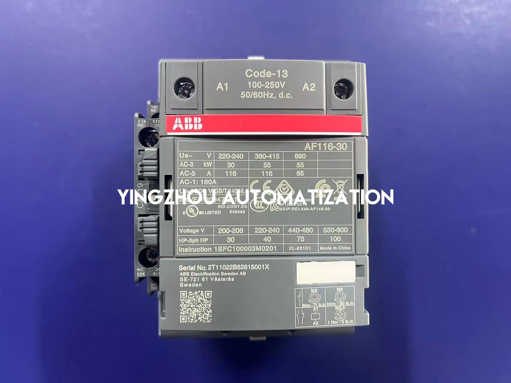 ABB 1SFL427001R1311 | AF116-30-11-13 Contactor | 3-Pole 116A | 100-250V AC/DC Coil | Industrial Motor Starter | Brand New Original-YingZhou Automatization