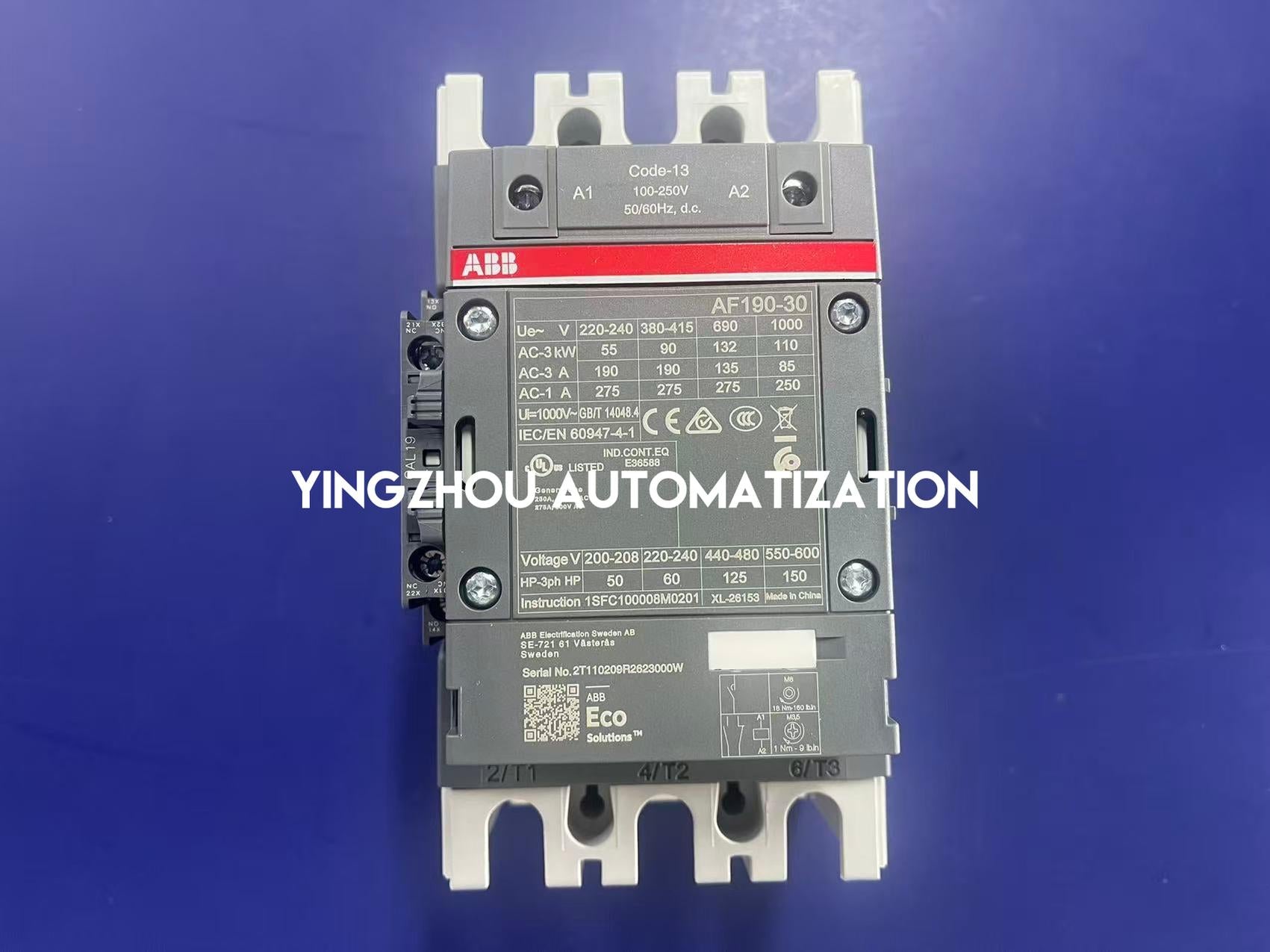 ABB 1SFL487002R1311 | AF190-30-11-13 Contactor | 3-Pole 190A | 100-250V AC/DC Coil | Heavy-Duty Industrial Motor Starter | Brand New Original-YingZhou Automatization