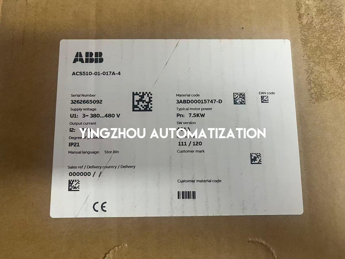 ABB ACS510-01-017A-4 AC Drive | 7.5 kW (10 HP) | 3-Phase 400V | IP21 | Brand New Original-YingZhou Automatization
