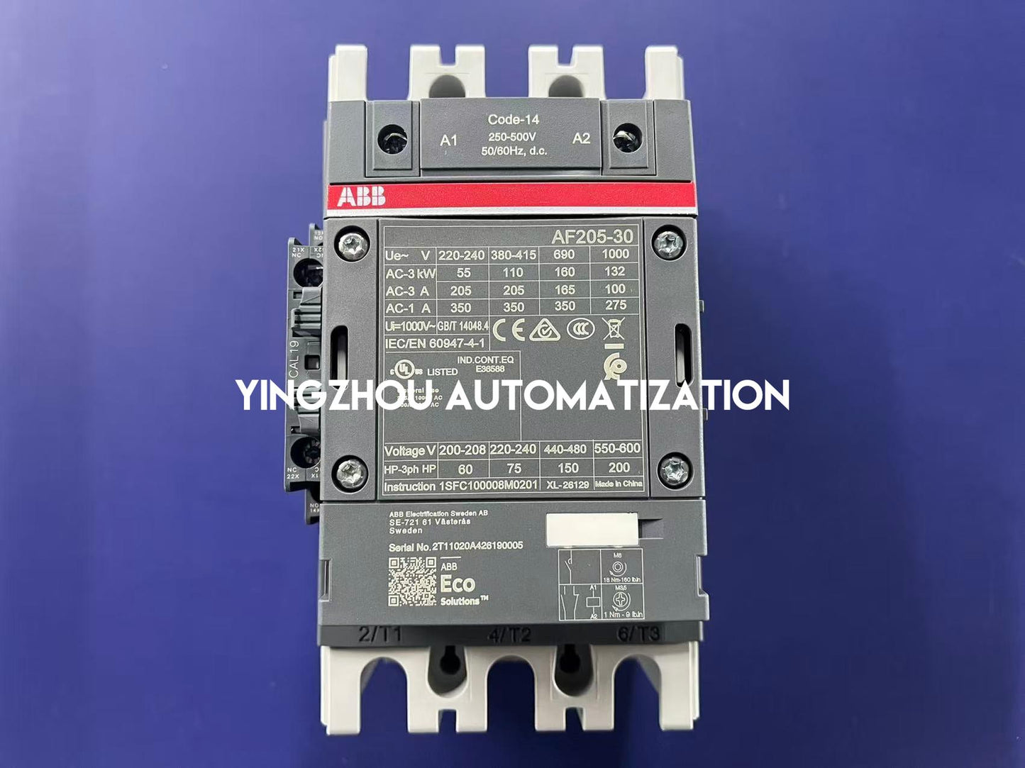ABB AF205-30-11-14 AC Contactor | 1SFL527002R1411 | 250-500V 50/60Hz / 250-500V DC Coil | 3-Pole | Brand New Original-YingZhou Automatization