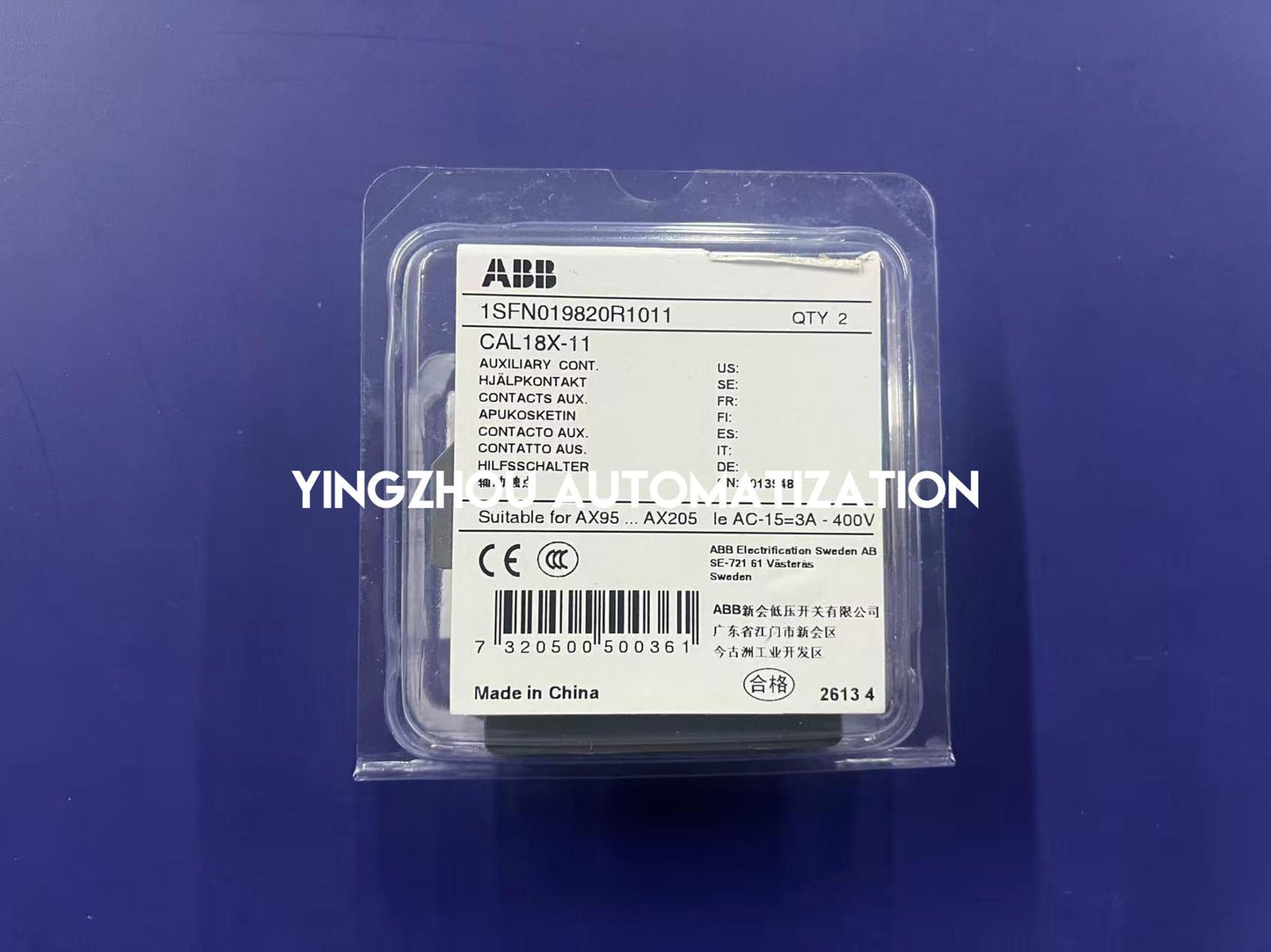 ABB CAL18X-11 Auxiliary Contact Block | 1NO+1NC, Front Mounted, For A-Series Contactors, Brand New Original-YingZhou Automatization