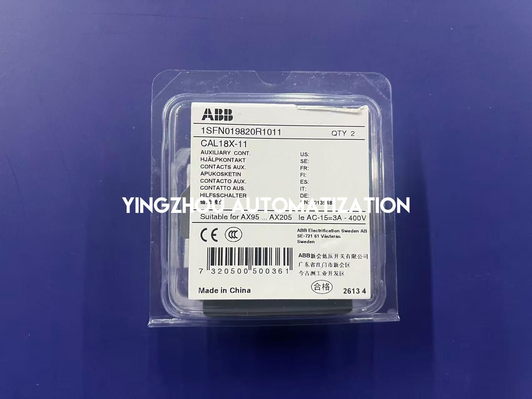 ABB CAL18X-11 Auxiliary Contact Block | 1NO+1NC, Front Mounted, For A-Series Contactors, Brand New Original-YingZhou Automatization