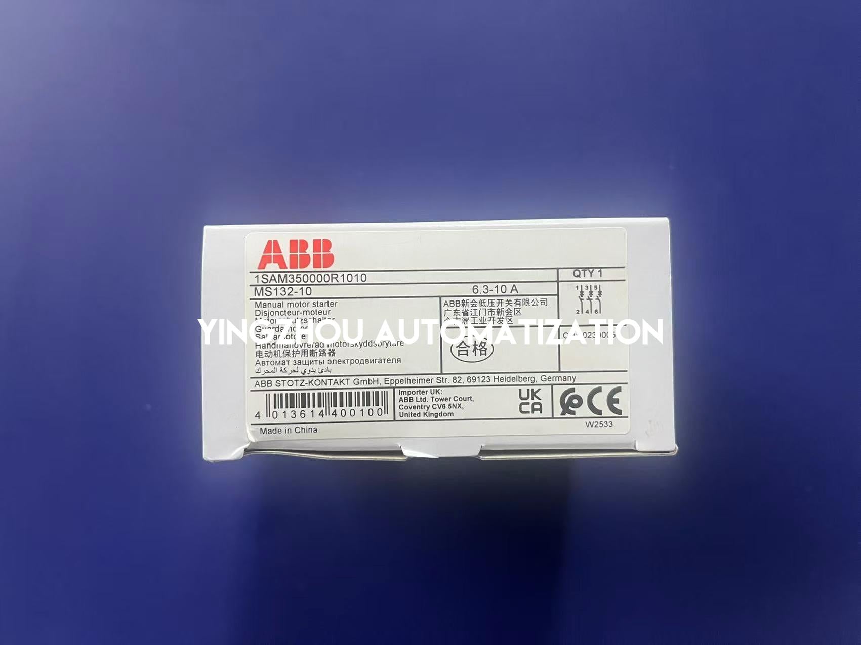 ABB MS132-10 Manual Motor Starter | 1SAM350000R1010 | 6.3 - 10.0A | 3-Pole | Thermal Magnetic | Brand New Original-YingZhou Automatization