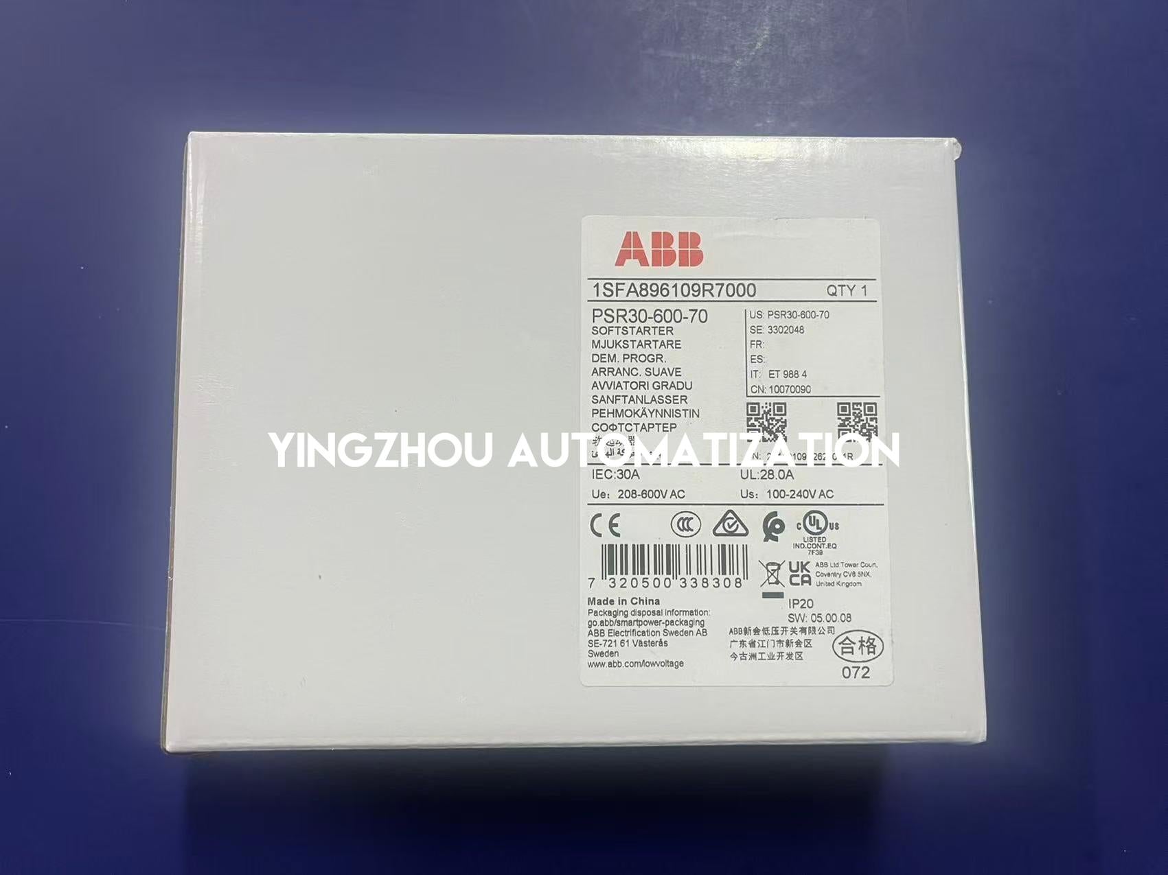 ABB PSR30-600-70 Softstarter | 30A, 15kW, 200-600V, Compact Motor Starter, ABB PSR Series, Brand New Original-YingZhou Automatization