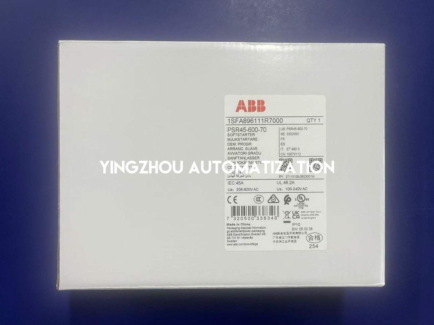 ABB PSR45-600-70 Soft Starter | 22kW Motor Control, Compact Industrial Design, Reliable Phase-Control, Brand New Original-YingZhou Automatization