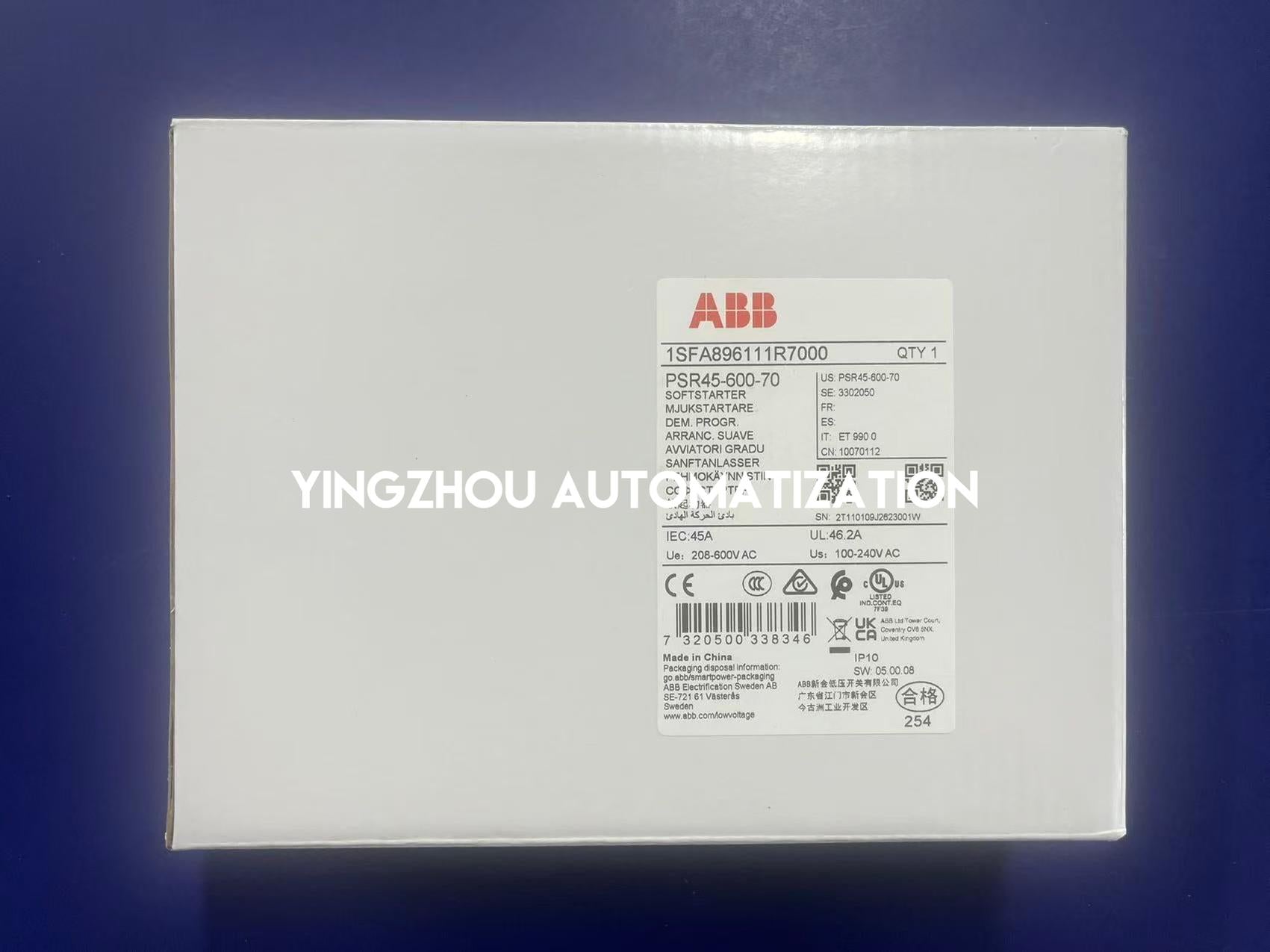 ABB PSR45-600-70 Soft Starter | 22kW Motor Control, Compact Industrial Design, Reliable Phase-Control, Brand New Original-YingZhou Automatization