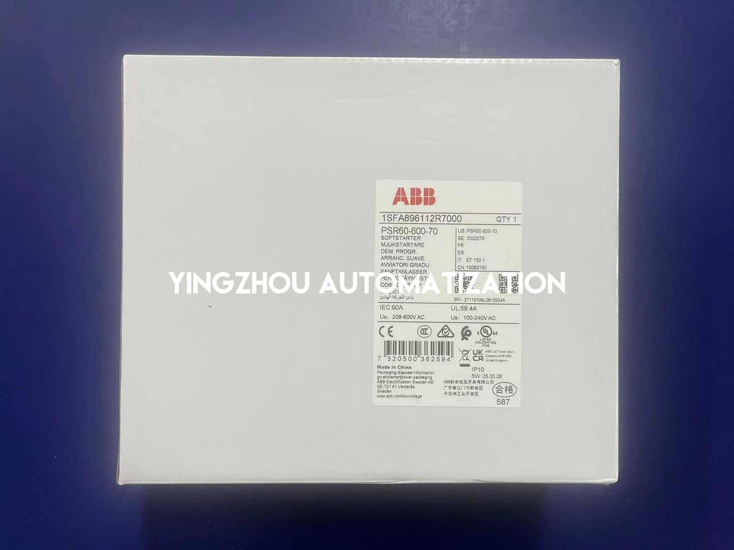 ABB PSR60-600-70 Soft Starter | 30kW Motor Control, Compact Industrial Design, Reliable Phase-Control, Brand New Original-YingZhou Automatization