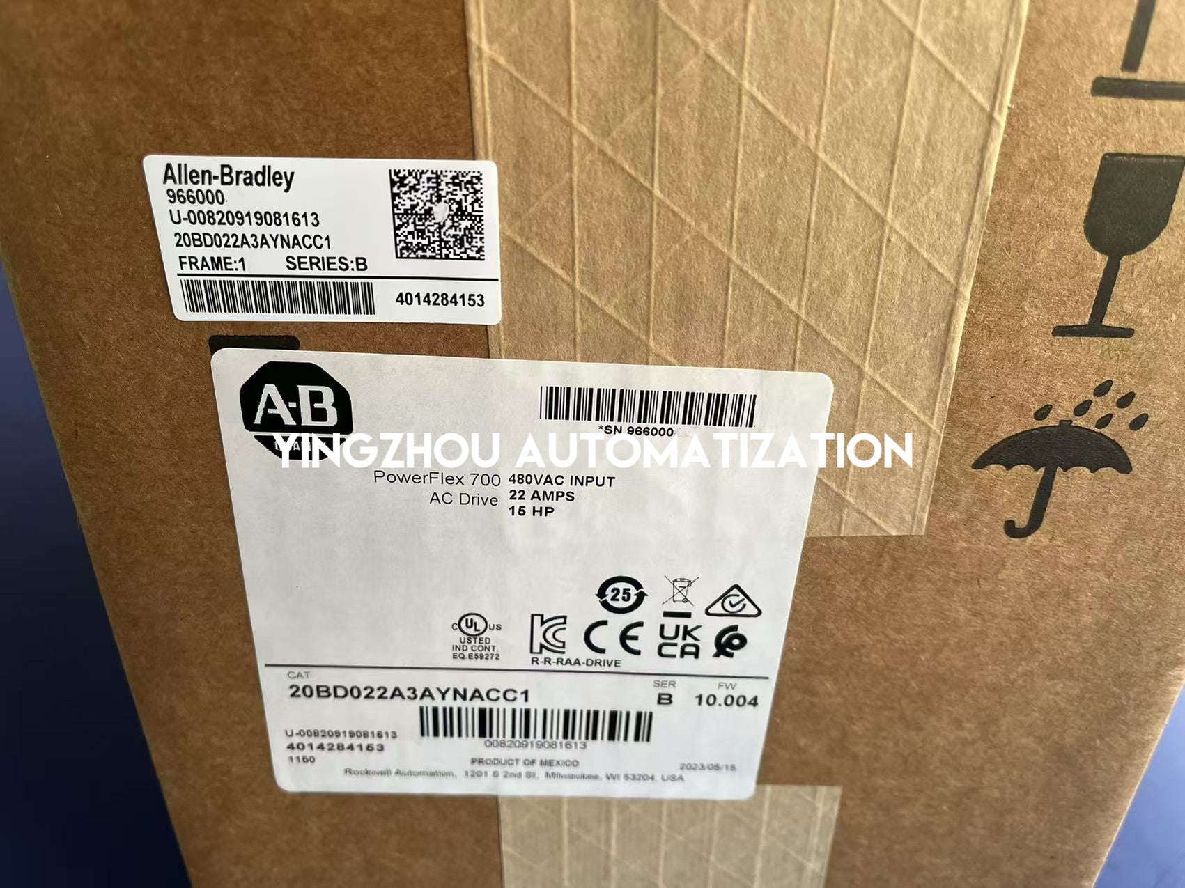 Allen-Bradley 20BD022A3AYNACC1 PowerFlex 700 VFD | 15 HP, 22A, 480V AC, ControlNet-YingZhou Automatization