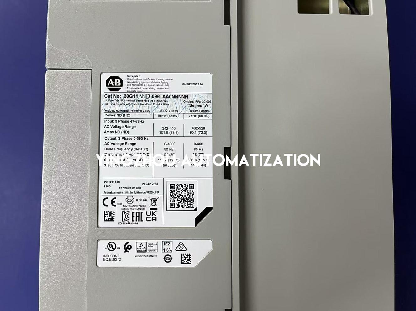 Allen-Bradley 20G11ND096AA0NNNNN PowerFlex 755 VFD | 75 HP, 480V AC, Frame 5-YingZhou Automatization