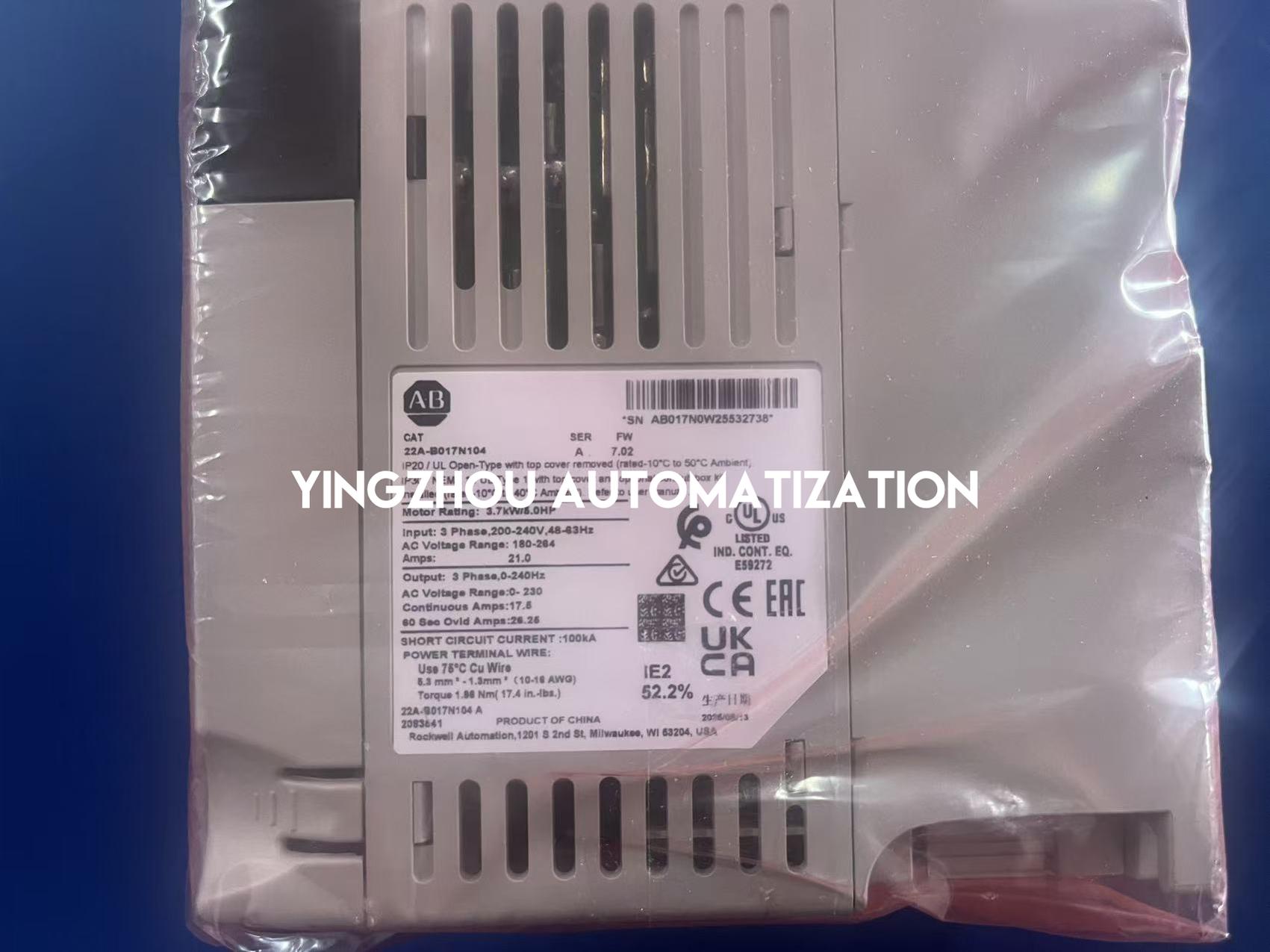 Allen-Bradley 22A-B017N104 PowerFlex 4 AC Drive | 3.7kW 5HP 240V 17A | IP20 NEMA/UL Open Type | Brand New Original-YingZhou Automatization