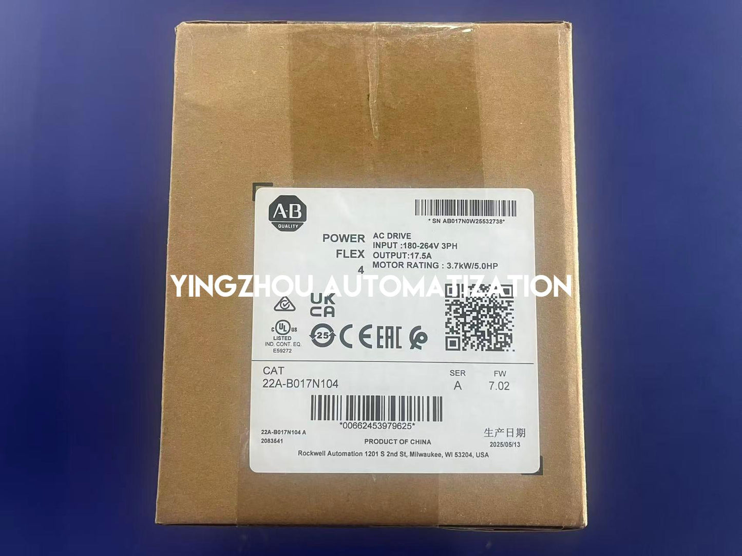 Allen-Bradley 22A-B017N104 PowerFlex 4 AC Drive | 3.7kW 5HP 240V 17A | IP20 NEMA/UL Open Type | Brand New Original-YingZhou Automatization