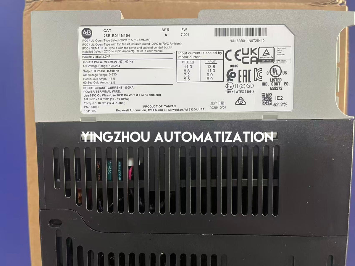 Allen-Bradley 25B-B011N104 PowerFlex 525 AC Drive | 2.2kW 3HP 240V 3-Phase 11A | EtherNet/IP | IP20-YingZhou Automatization