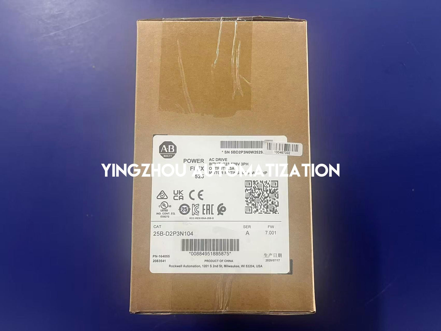Allen-Bradley 25B-D2P3N104 PowerFlex 525 VFD - 0.75kW (1.0HP) 480V 3-Phase | High-Performance Compact Drive-YingZhou Automatization