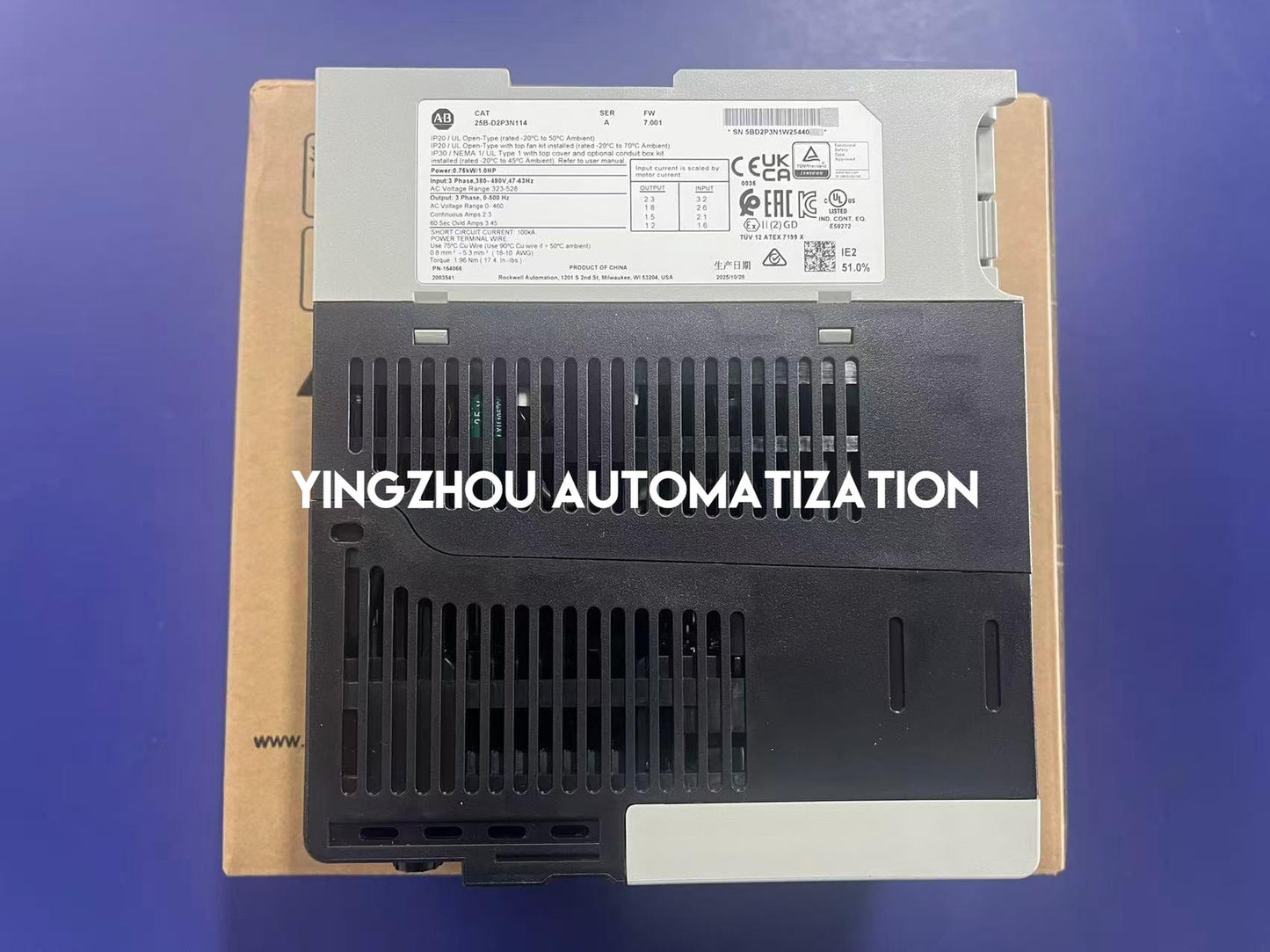 Allen-Bradley 25B-D2P3N114 PowerFlex 525 Inverter Drive | 0.75kW 1HP 2.3A | 3-Phase 400V | Brand New Original-YingZhou Automatization