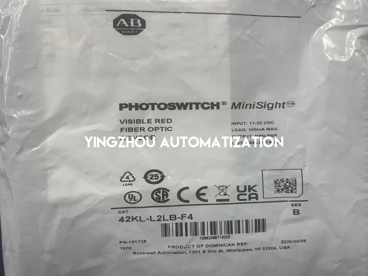 Allen-Bradley 42KL-L2LB-F4 Photoelectric Sensor | Comet Series 18mm Threaded DC Sensor 4-Pin M12 | Brand New Original-YingZhou Automatization