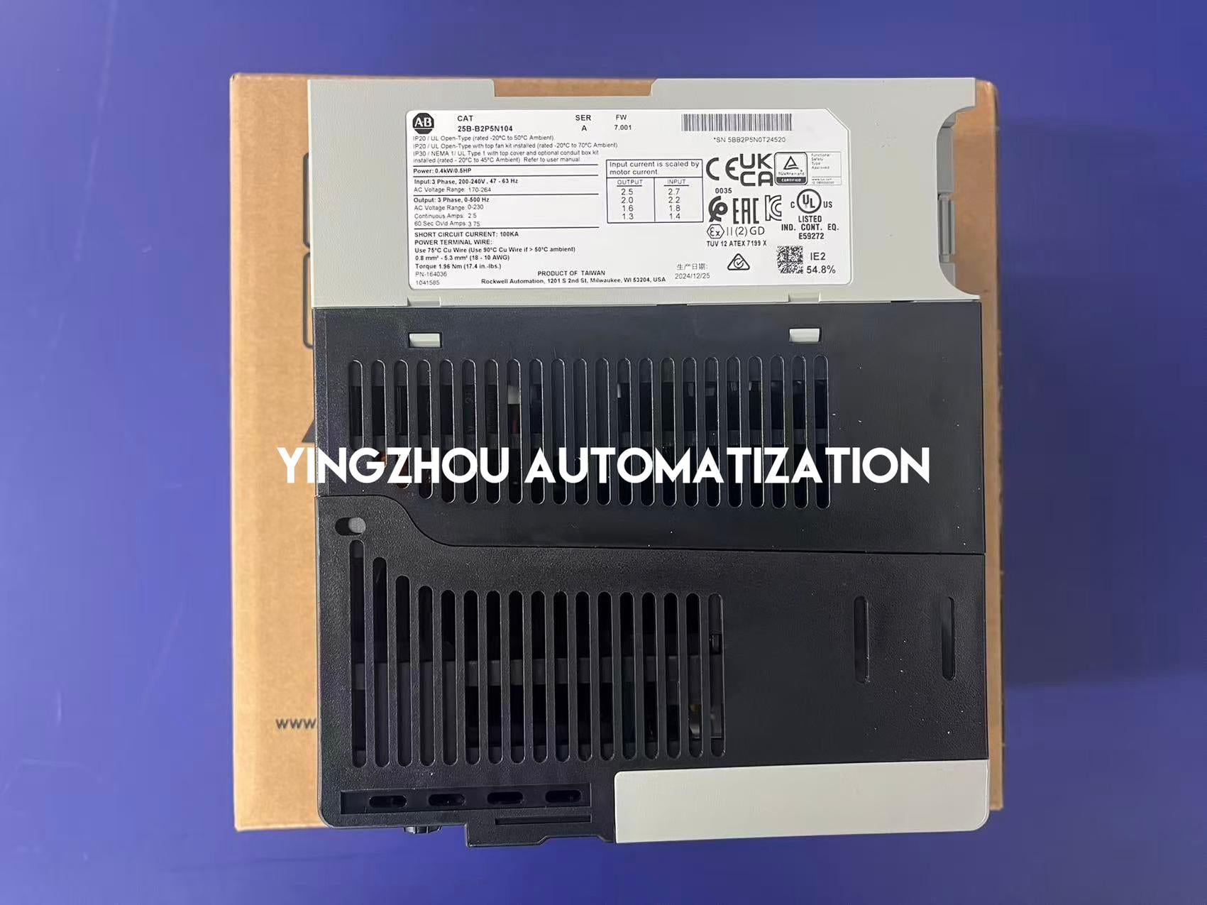 Allen Bradley PowerFlex 525 AC Drive Series Frequency Inverter 25B-B2P5N104 0.4KW/0.5HP 170-264VAC 2.5A 3PH-YingZhou Automatization
