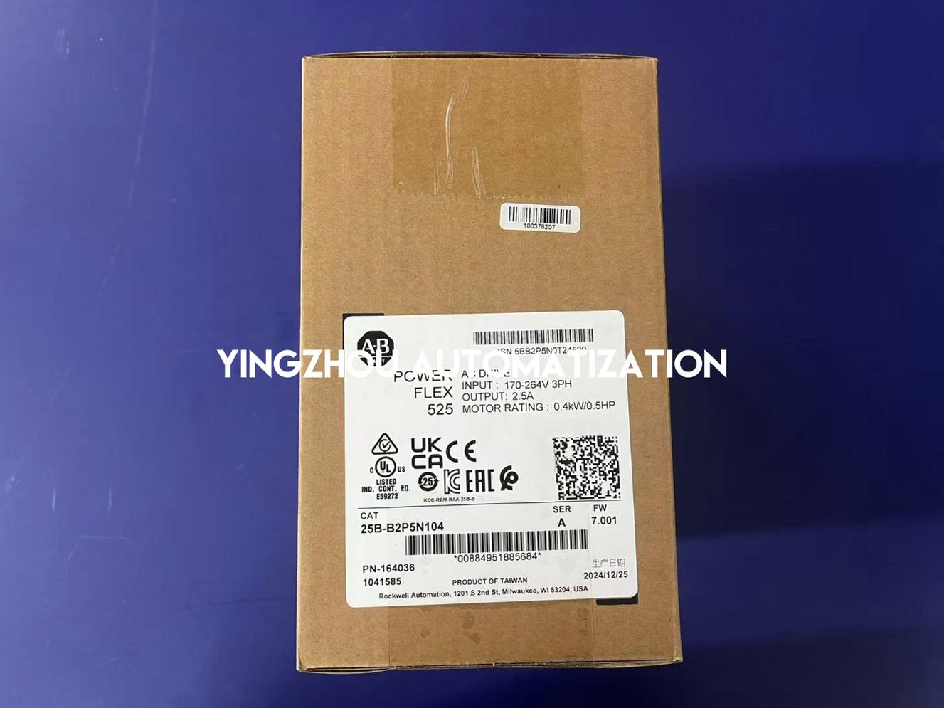 Allen Bradley PowerFlex 525 AC Drive Series Frequency Inverter 25B-B2P5N104 0.4KW/0.5HP 170-264VAC 2.5A 3PH-YingZhou Automatization