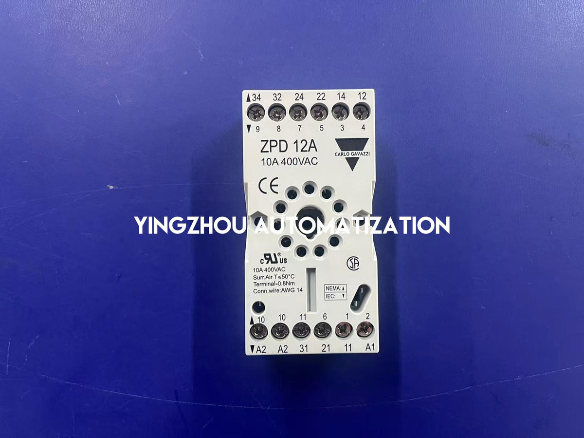 Carlo Gavazzi ZPD12A 12-Pin 3PDT Relay Socket 10A 400VAC DIN Rail-YingZhou Automatization