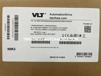 Danfoss 131B0077 FC-302P1K5T5E20H2XGXXXXSXXXXAXBXCXXXXDX VLT HVAC Drive | 1.5kW 380-500V Frequency Inverter | Brand New Original-YingZhou Automatization