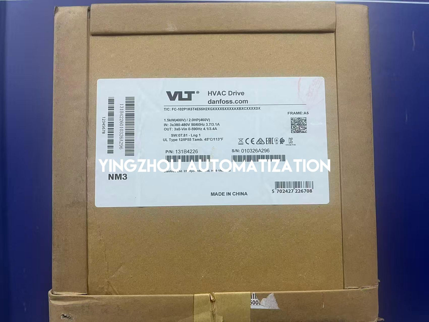 Danfoss 131B4226 FC-102P1K5T4E55H2XGXXXXSXXXXAXBXCXXXXDX VLT HVAC Drive | 1.5kW 380-480V Frequency Inverter | Brand New Original-YingZhou Automatization