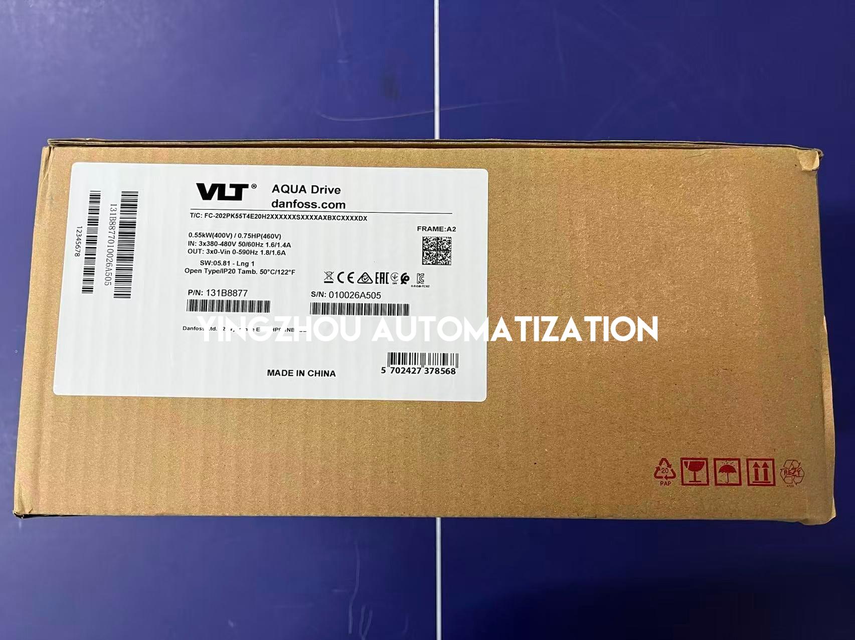 Danfoss 131B8877 FC-202PK55T4E20H2XXXXXXSXXXXAXBXCXXXXDX VLT AQUA Drive | 0.55kW 380-480V Frequency Inverter | Brand New Original-YingZhou Automatization