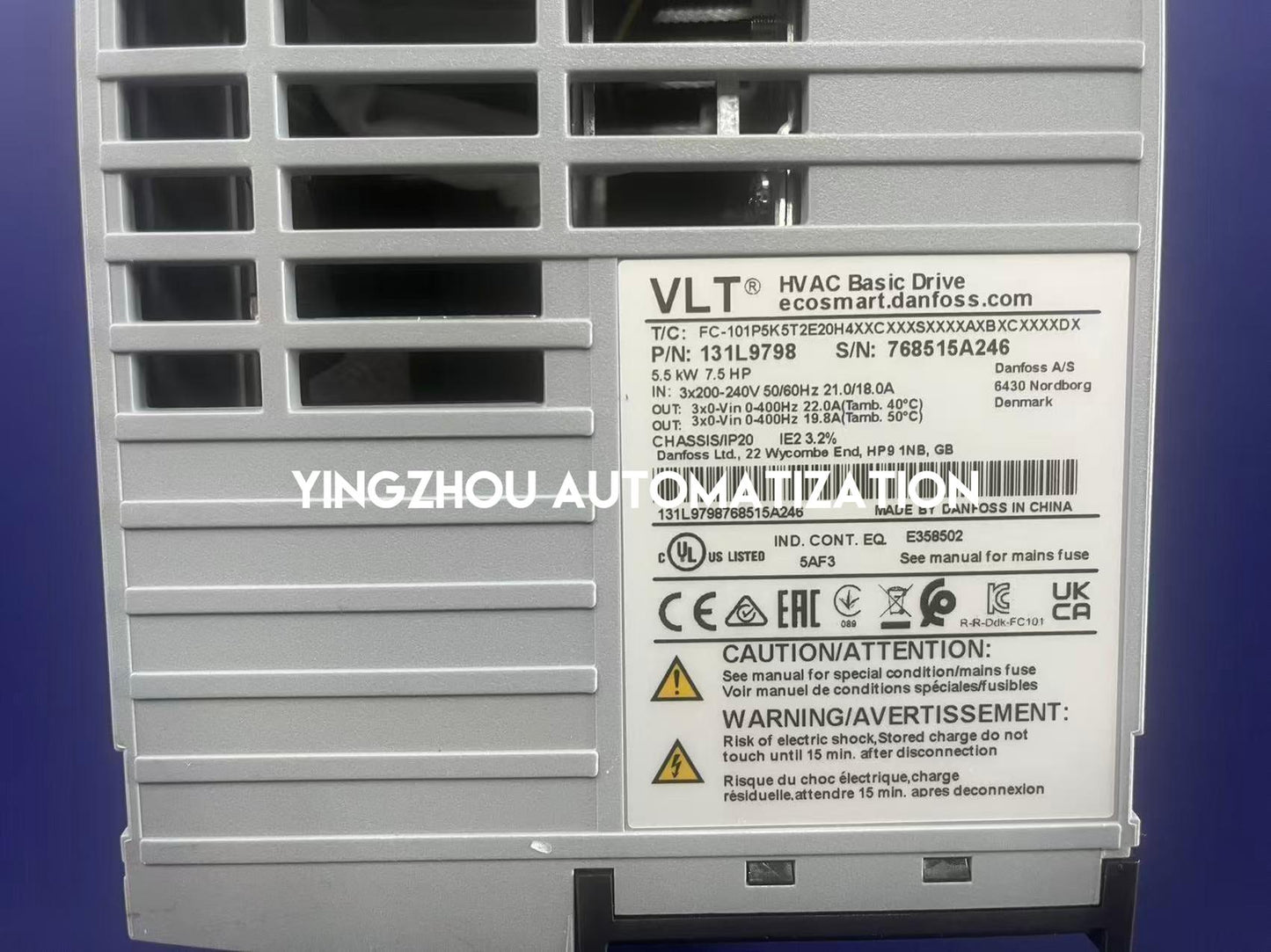 Danfoss 131L9798 FC-101P5K5T2E20H4XXCXXXSXXXXAXBXCXXXXDX VLT HVAC Drive | 5.5kW 200-240V Frequency Inverter | Brand New Original-YingZhou Automatization