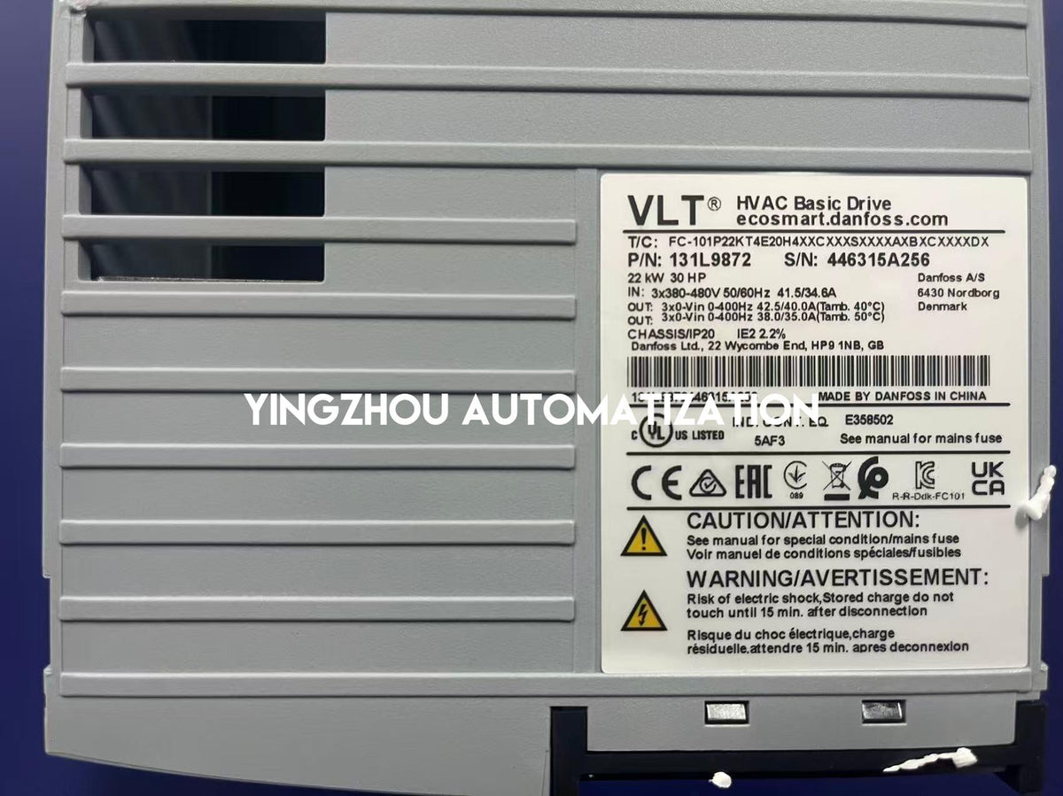 Danfoss 131L9872 FC-101P22KT4E20H4XXCXXXSXXXXAXBXCXXXXDX VLT HVAC Drive | 22kW 380-480V Frequency Inverter | Brand New Original-YingZhou Automatization