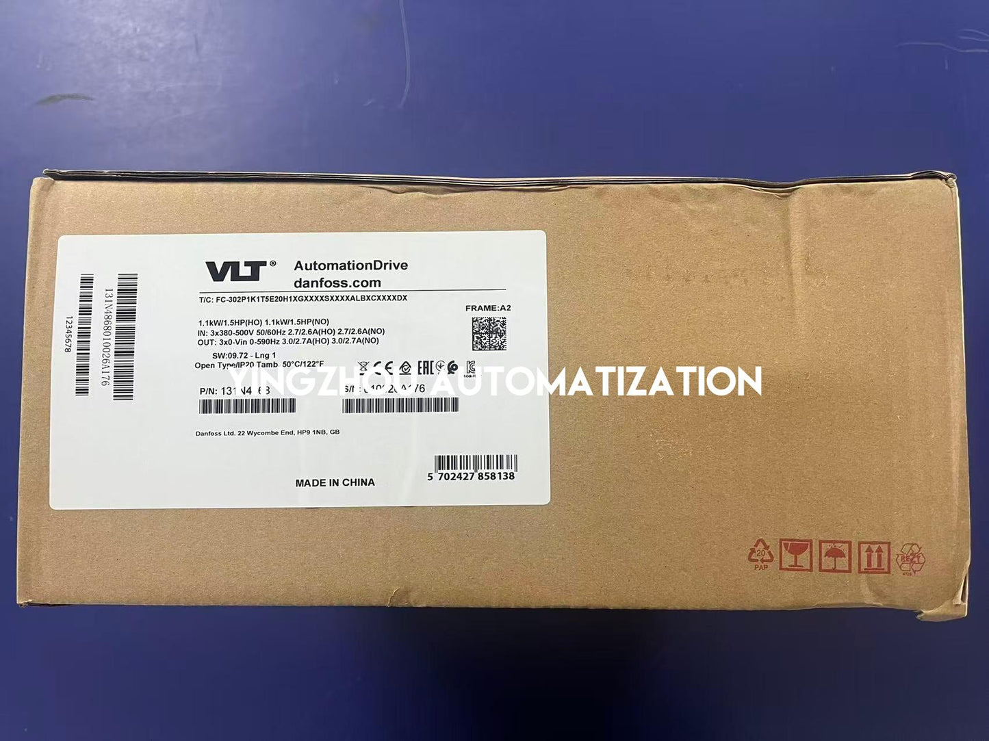 Danfoss 131N4868 FC-302P1K1T5E20H1XGXXXXSXXXXALBXCXXXXDX VLT AutomationDrive | 1.1kW 380-500V Frequency Inverter | Brand New Original-YingZhou Automatization