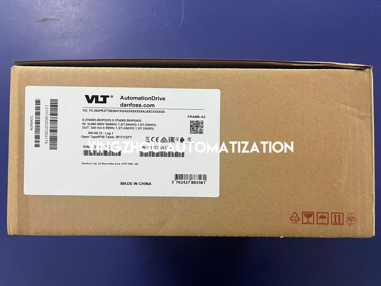 Danfoss 131N7382 FC-302PK37T5E20H1XGXXXXSXXXXALBXCXXXXDX VLT AutomationDrive | 0.37kW 380-500V Frequency Inverter | Brand New Original-YingZhou Automatization