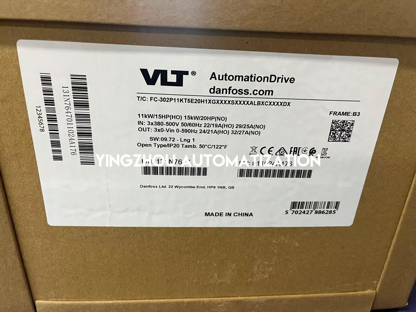 Danfoss 131N7647 FC-302P11KT5E20H1XGXXXXSXXXXALBXCXXXXDX VLT AutomationDrive | 11kW 380-500V Frequency Inverter | Brand New Original-YingZhou Automatization