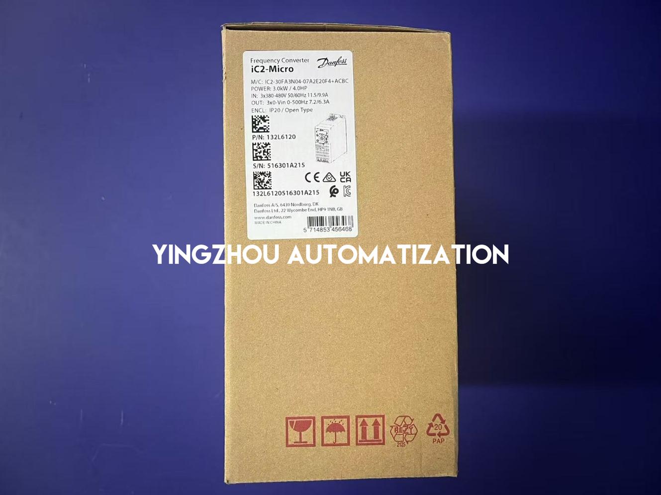 Danfoss 132L6120 Frequency Inverter converter air iC2-Micro IC2-30FA3N04-07A2E20F4+ACBC 3KW/4HP 7.2A 3PH 380-480VAC IP20 VFD-YingZhou Automatization