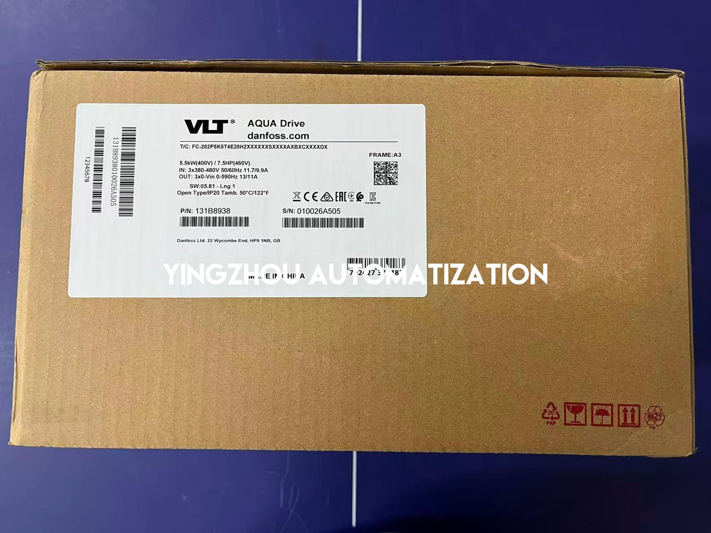 Danfoss VLT AQUA Drive FC-202 Series Frequency Inverter 131B8938 FC-202P5K5T4E20H2XXXXXXSXXXXAXBXCXXXXDX 5.5KW/7.5HP 3PH 380-480VAC VFD-YingZhou Automatization