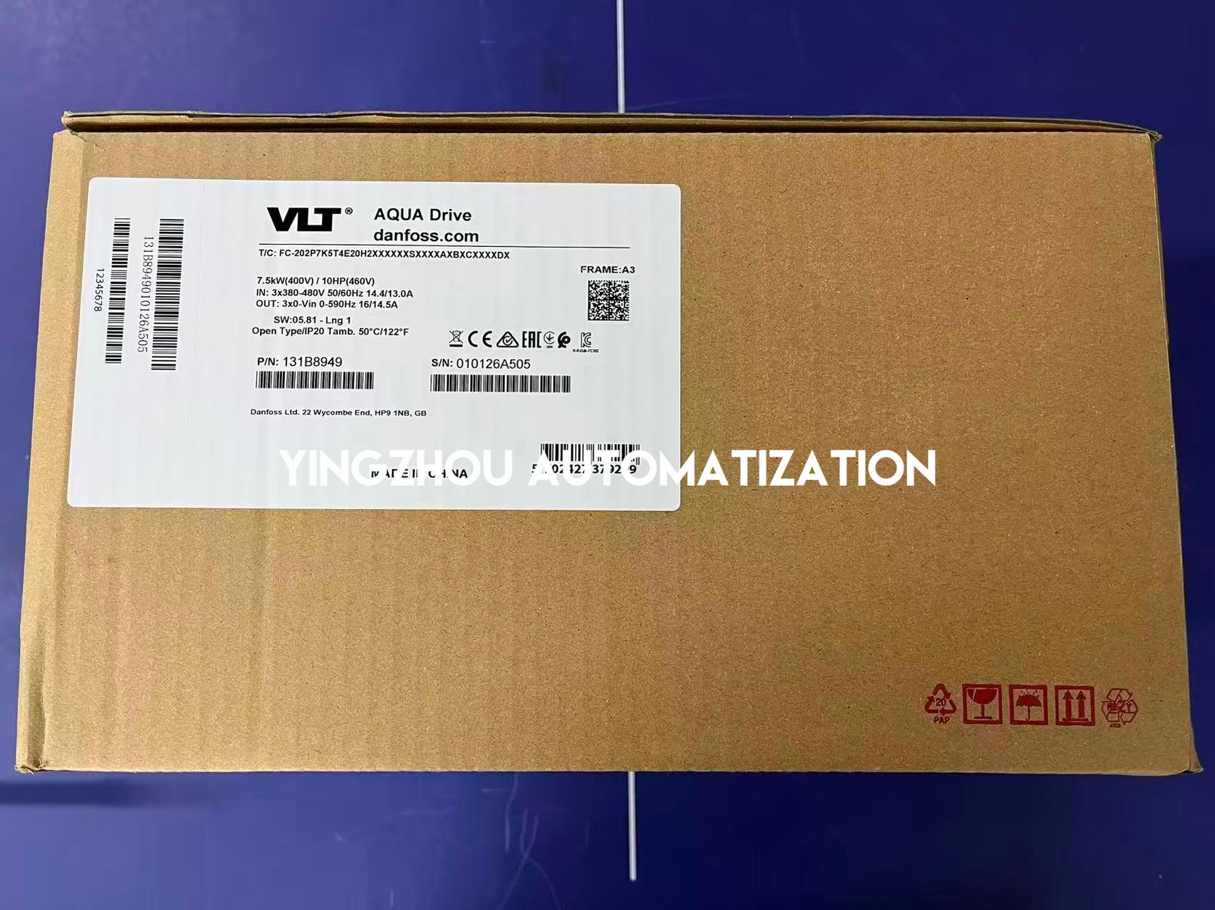 Danfoss VLT AQUA Drive FC-202 Series Frequency Inverter 131B8949 FC-202P7K5T4E20H2XXXXXXSXXXXAXBXCXXXXDX 7.5KW/10HP 3PH 380-480VAC VFD-YingZhou Automatization