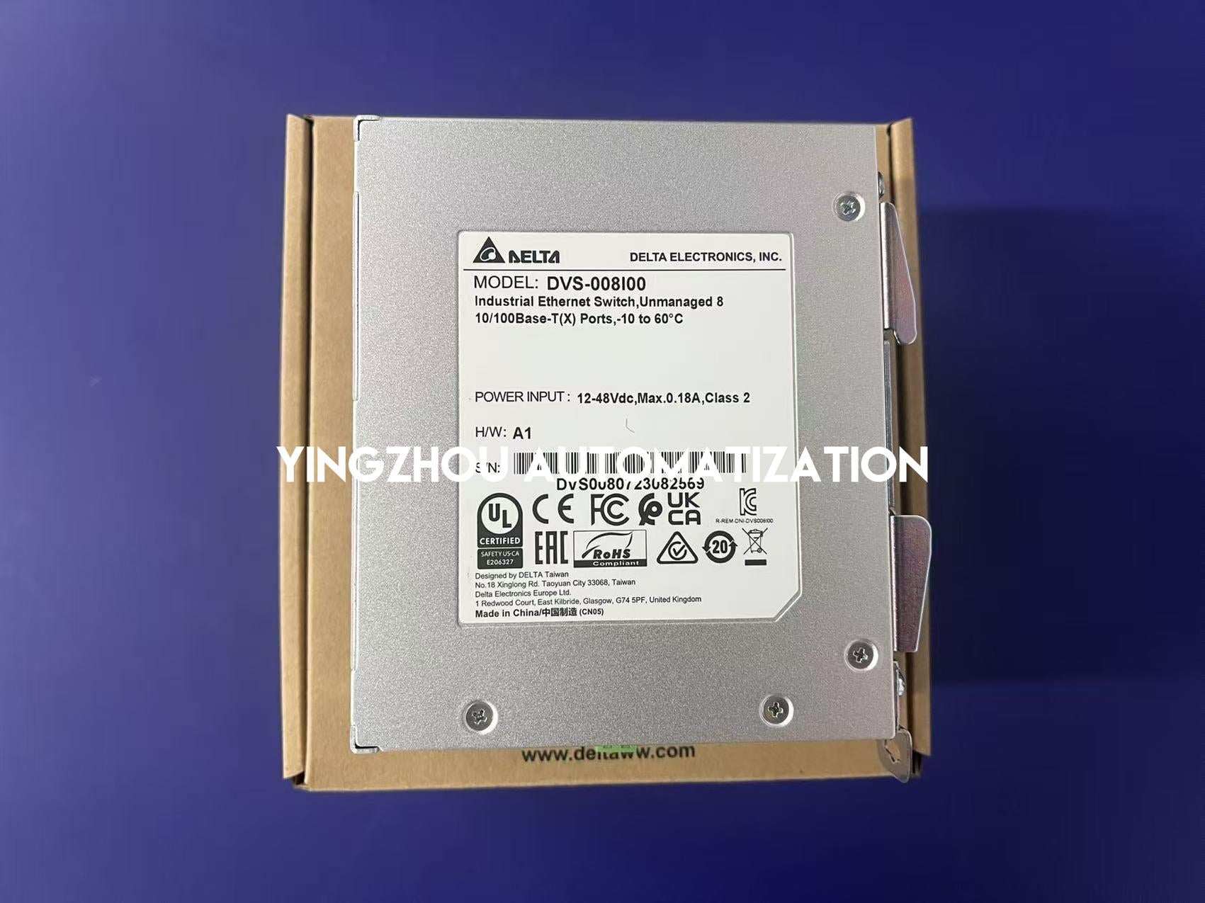 Delta DVS-008I00 DVS Series Industrial Ethernet Switch | 8-Port Unmanaged Fast Ethernet DIN-Rail PSU | Brand New Original-YingZhou Automatization