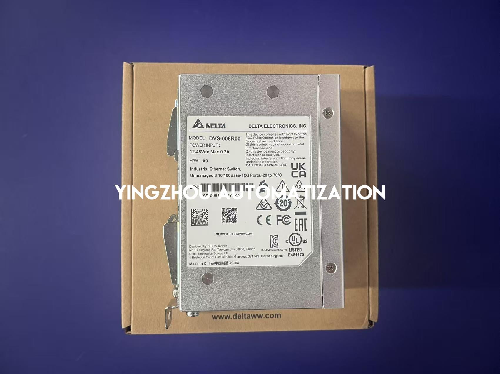 Delta DVS-008R00 Industrial Unmanaged Ethernet Switch | 8-Port 10/100Mbps DIN-Rail Switch | Brand New Original-YingZhou Automatization