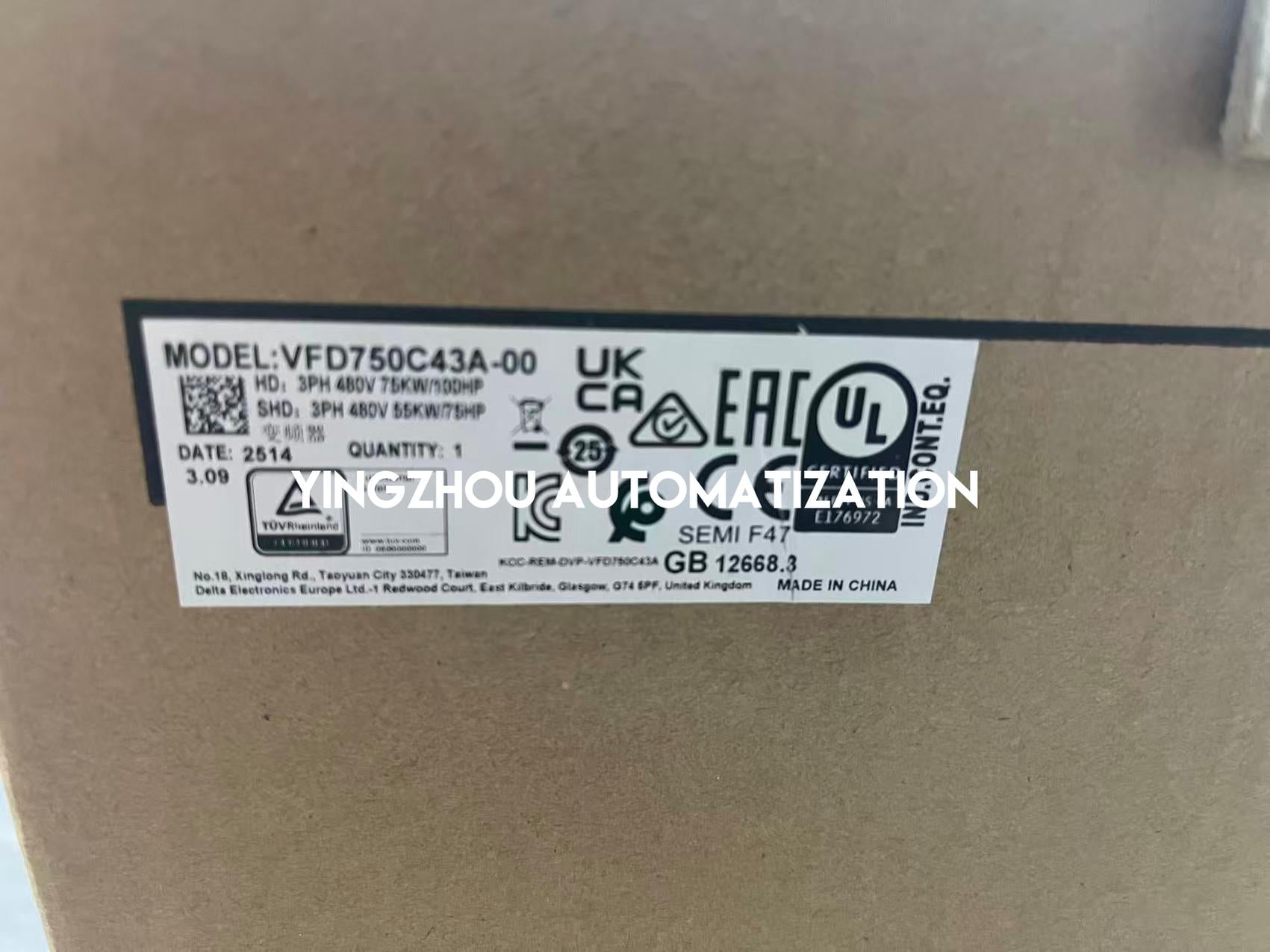 Delta VFD C2000+ Series Frequency Inverter VFD750C43A-00 75KW 100HP 460VAC 150A 3Phase-YingZhou Automatization