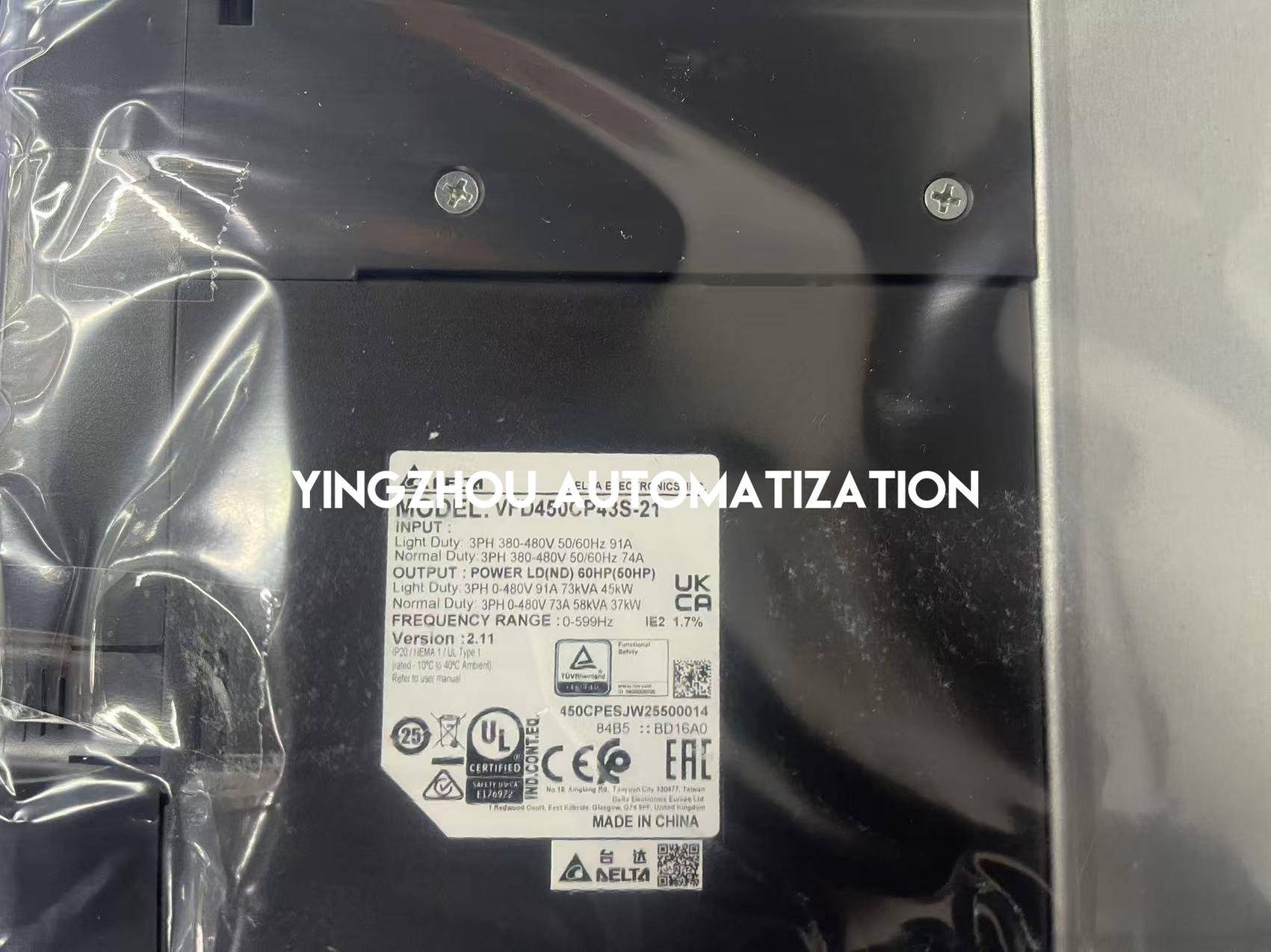 Delta VFD-CP2000 VFD450CP43S-21 AC Drive - 45kW (60HP), 460V 3-Phase, IP20, Built-in PLC-YingZhou Automatization