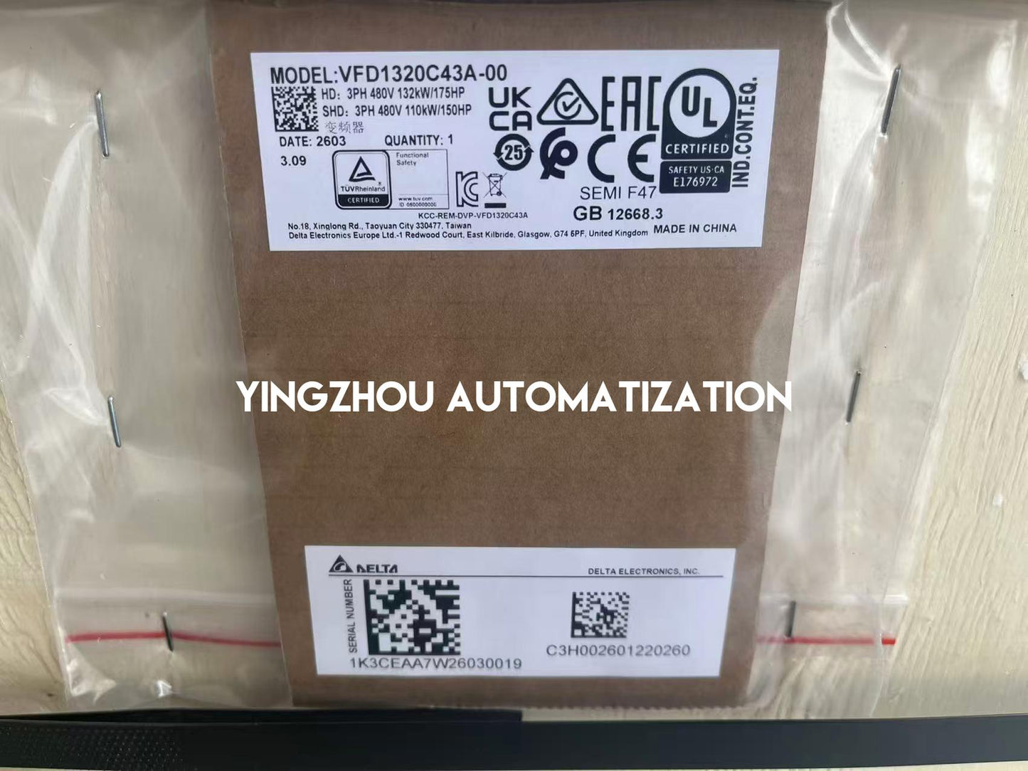 Delta VFD1320C43A-00 C2000 Series AC Frequency Inverter | 175HP 132kW 380V Heavy Duty Vector Drive | Brand New Original-YingZhou Automatization